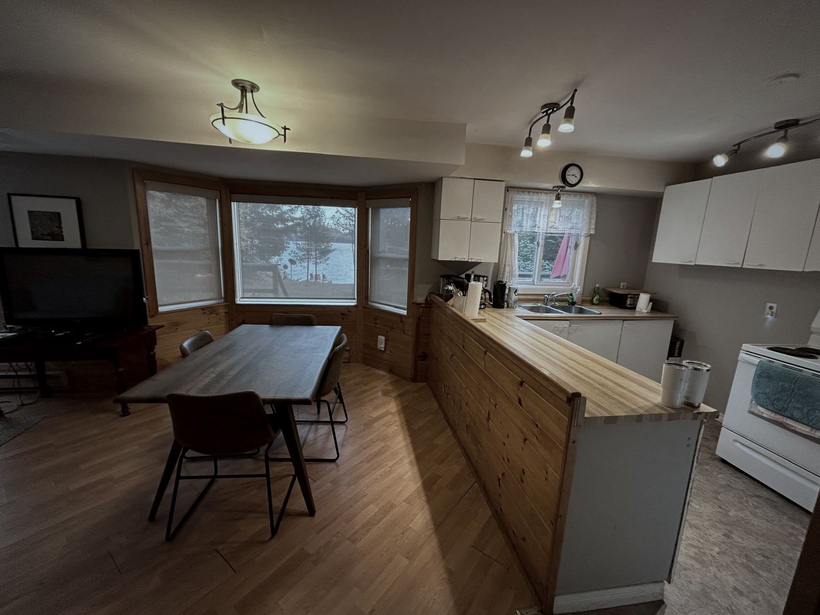 Cabin kitchen with a butcher-block counter